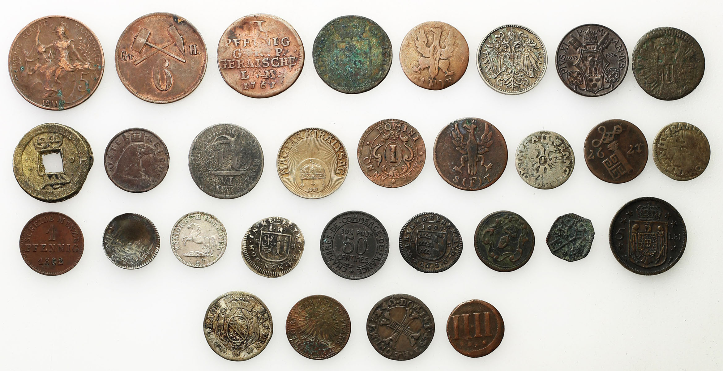 Świat - Chiny, Niemcy, Francja, Watykan, zestaw 30 monet
